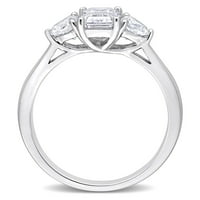 Miabella Women's 1- Carat T.G.W. Octagon i trilliant-rezani rosa White stvorili su moissanite sterling srebrni zaručnički prsten