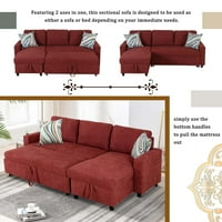 Krevet s kaučem Momspeace, u kauču spavača s kaučom za skladištenje kauča za dnevnu sobu - crvena