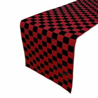 Trkači za stol s pamučnim printom šahovska ploča u crvenoj i crnoj boji