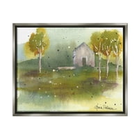 Stupell Industries Countryside Cottage Slikanje krajobraznog slikanja sivi plutasti uokvireni umjetnički print zid umjetnosti