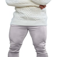 Muške Chinos Hlače s ravnim prednjim dijelom, elegantne hlače srednjeg struka, uske hlače za posao, svijetlosive, 2 inča