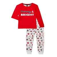 Derek srce odgovara obiteljskoj božićnoj pidžami djevojci veseli i svijetli set pidžama, 2 komada