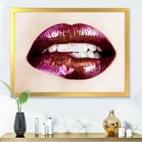 Designart 'Moderni uokvireni umjetnički ispis izbliza u obliku ljubičastih ženskih usana