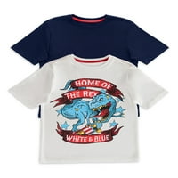 Način proslave dječaka grafički patriotska majica s kratkim rukavima, 2-pack, veličina 4- & Husky