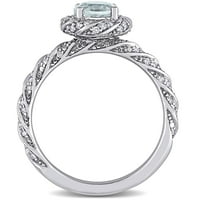 Miabella ženska karat akvamarina i karata dijamant 14KT bijelo zlato halo zaručnički prsten