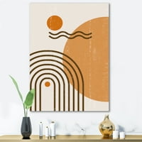 Dizajnerska umjetnost apstraktni Dugin mjesec i Sunce u zemljanim tonovima moderni zidni otisak na platnu