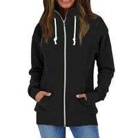Ženske jakne plus veličine ženske jesensko-zimske tople jakne s dugim rukavima bez kapuljače jednobojna jakna s patentnim zatvaračem