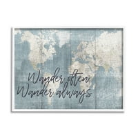 Stupell Industries nevolje uzorka svijeta Karta Wander često uvijek fraza, 20, koju je dizajnirala Kyra Brown
