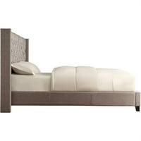 Weston Home Melford Wingback Tufted Linen Full Bed, svijetlo sivi