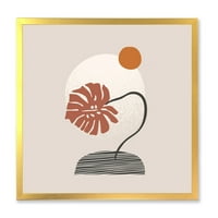 DesignArt 'Sažetak oblika geometrije i tropski palmini list III' Moderni uokvireni umjetnički tisak