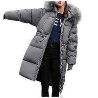 Zimski kaputi za žene od tkanine za kruh, topli, vezani strukom, jednobojni, podstavljeni, Plus veličina, kaput s dugim rukavima,