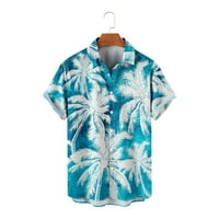 Muške majice, ljetna moda, Ležerne košulje u havajskom stilu kratkih rukava, svijetloplava gornja odjeća, Veličina, Veličina, Veličina,