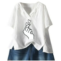 Ženske majice s grafičkim uzorkom Plus size, modna ljetna majica s izrezom u obliku slova U za slobodno vrijeme, majice s kratkim