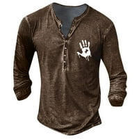 Muška modna majica s grafičkim vezom za proljeće i jesen, pulover s dugim rukavima s printom, smeđa Trenirka u boji