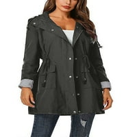 Ženski dugi kaput s kapuljačom, jednoredna vjetrovka Plus veličine, kaput od graška, jesenska i zimska gornja odjeća