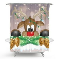 Božićna zavjesa za tuširanje, tkanina zavjesa za tuširanje s božićnim drvcem i pahuljicama, Vodootporna zavjesa za tuširanje za zimski