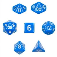 Set višeznačnih kockica u baršunastoj vrećici, mat Plava, 7 komada