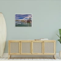 Studell Seaside Marina Boat Harbor Pejzažna fotografija Bijela uokvirena umjetnička print zidna umjetnost