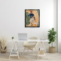 Stupell Industries bejzbol igrač Sportska slika Sportsko slikanje crni plutač uokviren umjetnički print zidna umjetnost