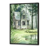 Stara ugašena kuća u borovoj šumi uokvirena slikarskom platnu umjetnički tisak