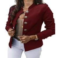 Ženski sako s dugmadima s dugim rukavima casual uklopljeni jednobojni jesenski kaput jakna