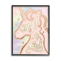 Stupell Industries Jedna od ljubaznih fraza Pink Rainbow Unicorn Black Framed Wall Art, 14, Dizajn Daphne Polselli
