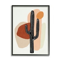 Apstrakcija Zapadne Terakote, pustinjski kaktus, zidna umjetnost u crnom okviru, 14, dizajn Patricia Pinto