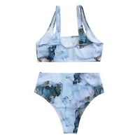 Ženski brazilski bikini Set, Crop Top s okruglim vratom, dva ženska kupaća kostima, kupaći kostim visokog struka, Bikini donji dio