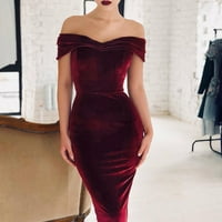 ženska elegantna haljina, jednobojna haljina s omotom s ramena, klupska večernja haljina za zabavu, crvena