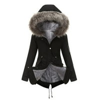 + Ženske jakne, kaputi s okruglim vratom, modne ženske zimske Plus veličine, jednobojni donji kaput s dugim rukavima s džepom s patentnim