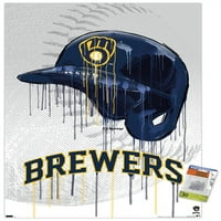 Milwaukee Brewers - plakat kaciga za kacigu s pushpins, 22.375 34