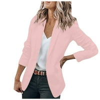 Odjeća Ženski jesensko-zimski kaput dugih rukava jednobojni kardigan u ružičastoj boji 2 inča