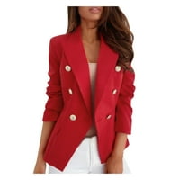 Ženski kaputi a - list-plus svilena satenska jakna, strogi kardigan s džepovima, radno uredsko odijelo, kaput crvene boje a-list