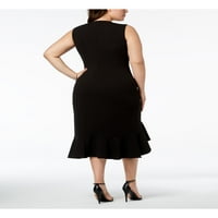 Ženska crna večernja haljina bez rukava ispod koljena u Hi-Lo stilu, plus 20 vata