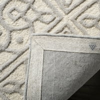 Tepih od vune u geometrijskom uzorku, Siva od Bjelokosti, 3' 5'