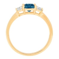 Prsten s prirodnim londonskim plavim topazom izrezanim princezom od 1,11 karata u žutom zlatu od 18 karata, veličine 4,5