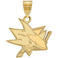 Sterling srebro zlato pozlaćeno NHL logotip San Jose Sharks Srednji privjesak