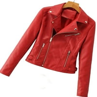 Ležerne jednobojne biciklističke jakne u crvenoj boji s dugim rukavima i reverima