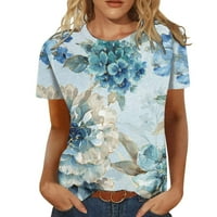 Ljetne ženske majice s cvjetnim printom košulje s okruglim vratom bluza kratkih rukava Ležerne majice širokog kroja lagana meka majica