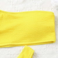 Žene Plus Size ženski jednodijelni kupaći kostimi s dva Seksi push-up kompleta odjeće za plažu Žuta