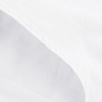 Ženske pamučne lanene hlače s elastičnim strukom u struku, ravne Capri hlače s džepovima u bijeloj boji