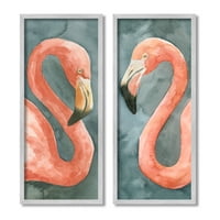 Akvarel, par ružičastih flaminga, portret akvarela životinje, 30, dizajn Emme Caroline 