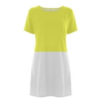 Ženska ležerna obična majica u boji, široka haljina, ljetne haljine s kratkim rukavima žute boje 4MB (američka veličina: 16