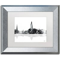 Zaštitni znak likovna umjetnost Annapolis Maryland Skyline BG-1 Canvas Art by Marlene Watson, White Matte, Silver Frame