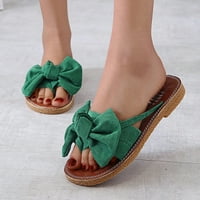 Ženske sandale, ženske modne obične ravne papuče, sandale s mašnom, Casual cipele, zelena