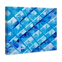 Wynwood Studio Sažetak Moderna platna umjetnost - plavi kvadratni mozaici, zidna umjetnost za dnevnu sobu, spavaću sobu i kupaonicu,