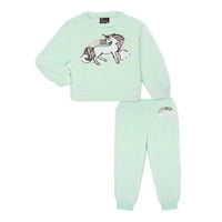 Miss Chievous Girls Fau Sherpa Critter Pulover i Joggers Outfit Set, 2-komad, veličine 4-16