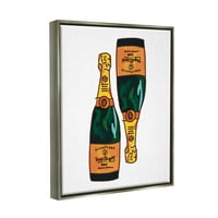 Otmjene boce šampanjca par dizajn kuhinjskog bara grafička umjetnost sjajno sivo platno s plutajućim okvirom zidni tisak, dizajn