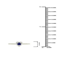 Imperijalni dragulj 10k žuto zlato okrugli rez plavi safir ct tw dijamantni oblik srca Halo ženski prsten