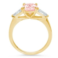 2. dijamant ovalnog reza s imitacijom ružičastog dijamanta u žutom zlatu od 14 karata, prsten s tri kamena od 4